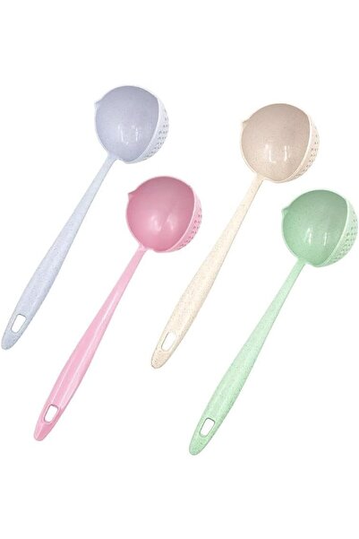 Arabest 4 Pcs 2-in-1 Soup Ladle and Strainer Set,Plastic Kitchen Cooking Scoo...