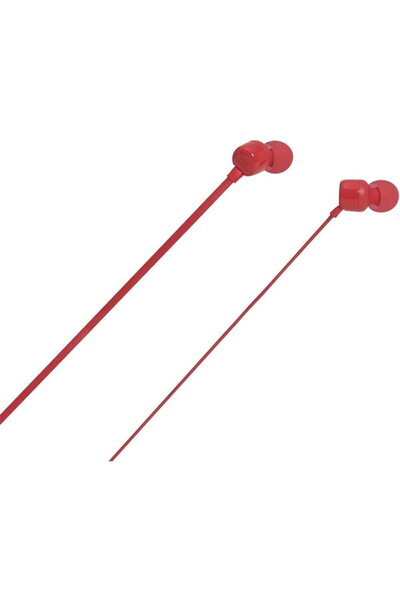 JBL Wired Earphones with Powerful Bass and Microphone, Red - T110 Red