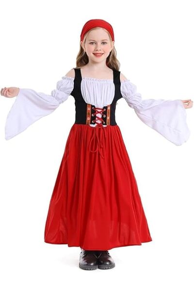 Generic Renaissance Dress for Kids Girls Medieval Princess Dresses Off Should...
