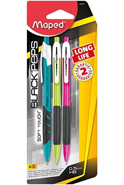 Maped Barb قلم رصاص مابيد 564053 ميك 0.5 طويل الأمد، عبوة 3 قطع، أسود