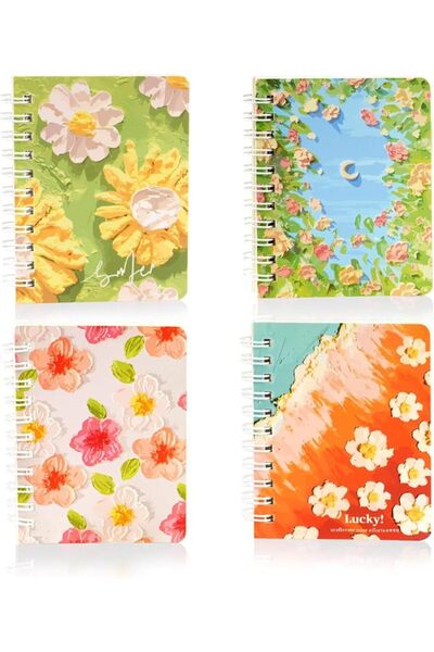 KASTWAVE 4 Pack Pocket Spiral Notebook, 3.15x4.3'' Mini Portable Spiral Noteb...