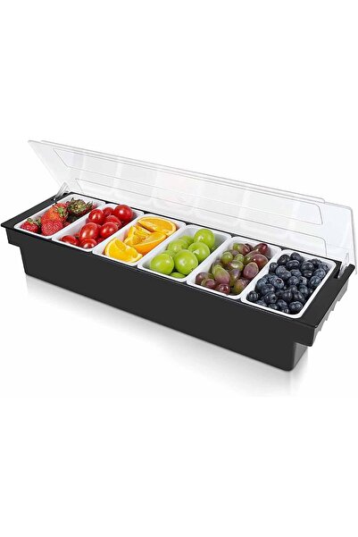 Arabest 4-Compartment Condiment Storage Tray with Lid,6-Piece Set for Fruit a...