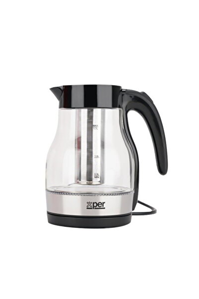 Exper غلاية ماء زجاجية مع فلتر، 2200 واط، 1.7 لتر، زجاج - XPKF-GM22
