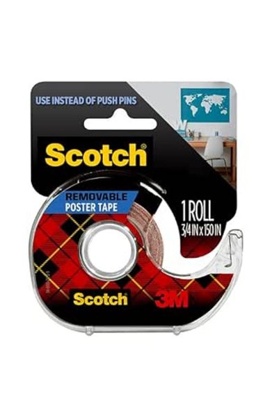 SCOTCHGUARD Scotch Removable Poster Tape 3/4 in x 150 in (19mm x 3.8m) | Clea...