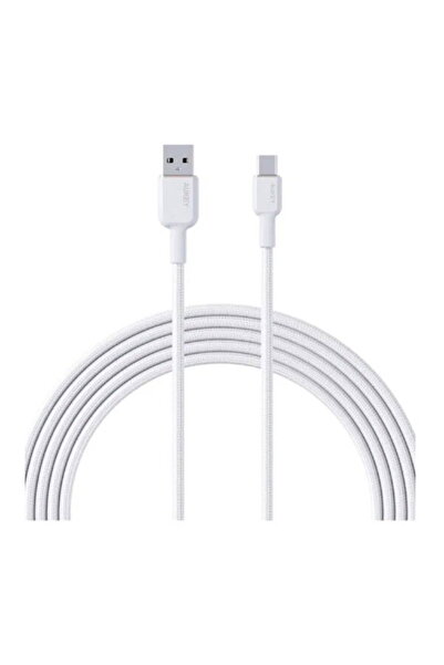 AUKEY , Nylon Sync and Charging Cable from USB A to USB C, 1 meter long, White
