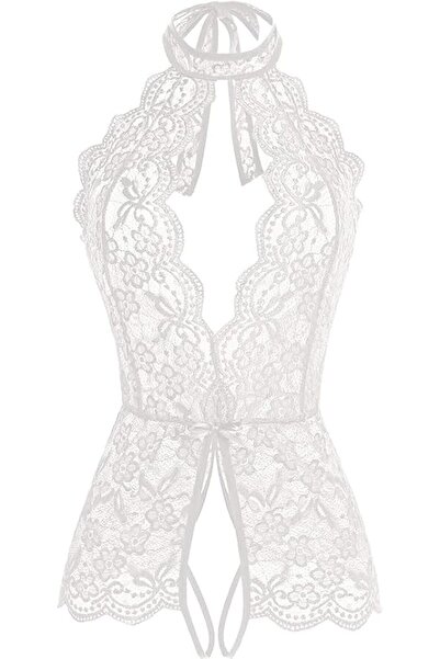 Generic Hanadi Lace Babydoll One Piece Open Chest Nightgown