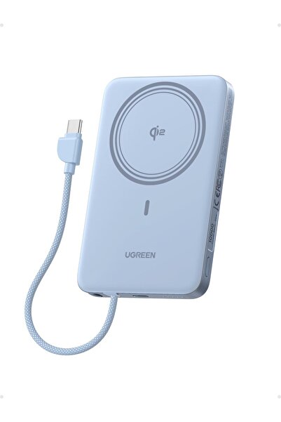 Ugreen MagFlow Air Ultra İnce Powerbank Magsafe 10000mAh Qi2 15W, (Mavi)