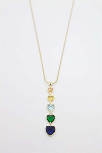 Generic Brand Colorful heart necklace - gold