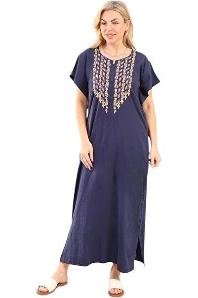 ZECOTEX قميص نوم نسائي قطن 100% مطرز – Embroidered Cotton Nightgown for Women...