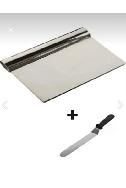 MİMOZA PARK Pasta Sıvama Spatulası Ve Çelik Spatula Hamur Kazıyıcı 1+1