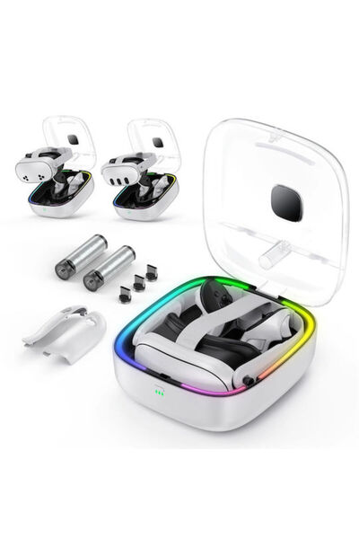Jys Βάση Φόρτισης Meta Quest 3/3s RGB για Μπαταρίες και Χειριστήρια Mq002 Λευκό