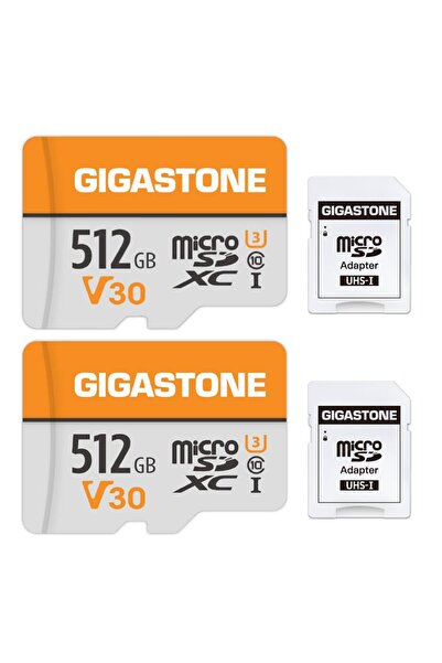 Gigastone 512 GB MicroSDXC hafıza kartı 2'li paket + SD adaptörü, aksiyon kam...