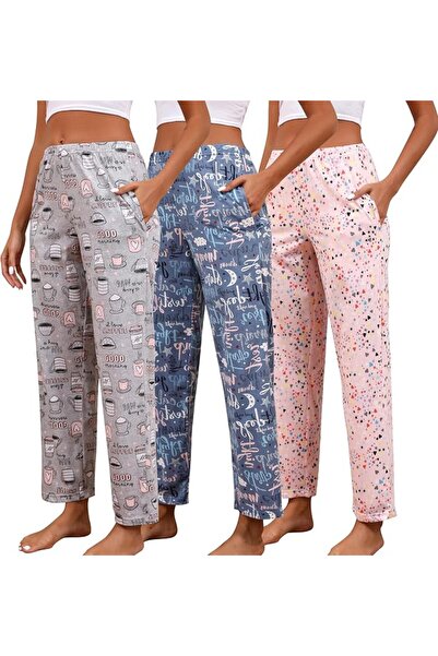GENERAL PNAEONG Pajama Pants Women 3 Pack Cotton Pajama Bottoms Comfy Lounge ...