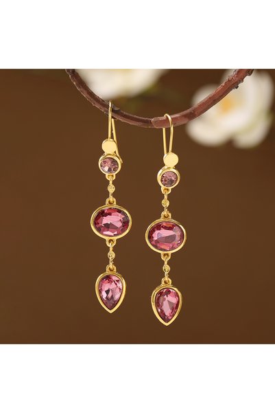 Choice Gold-color Bohemian Three-Layer Drop Artificial Gemstone Long Pendant ...