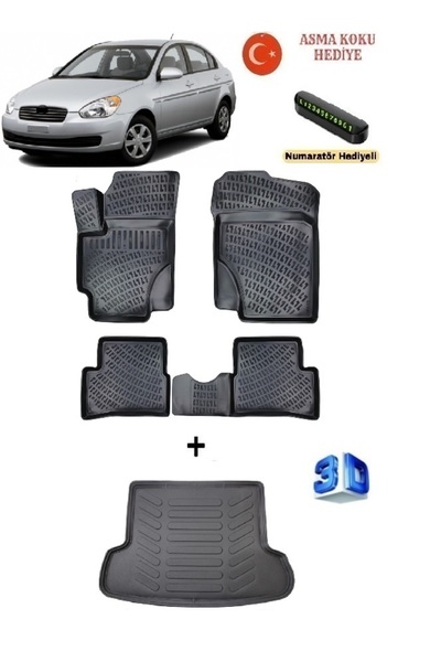 Rizline Hyundai Accent Era 2006-2012 Yılları Arası Uyumlu 3D Havuzlu Paspas v...