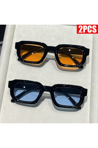 Choice 2PCS-A 2/3PCS Vintage Rectangle Frame Sunglasses for Women Fashion Ret...