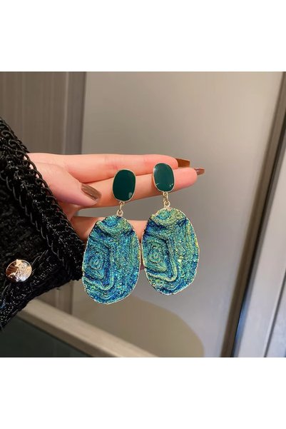 Choice Style11 Abalone Shell Scalloped Drop Earrings for Women Colorful Smudg...