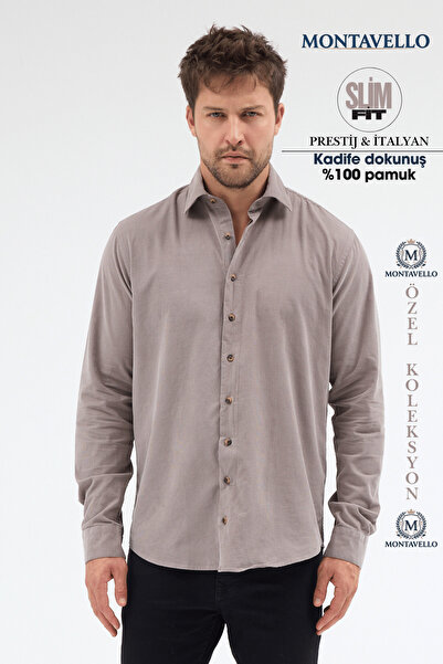 Premium Kadife Slim Fit Erkek Gömlek