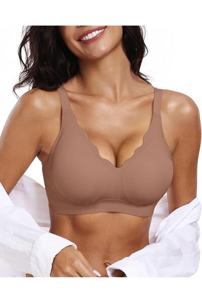 OEAK حمالة صدر نسائية بدون أسلاك، تصميم V-Neck، مريحة للغاية، ناعمة، مبطنة، ب...