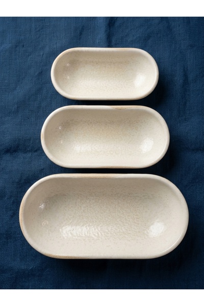 Kütahya Porselen 3-Piece Oval Snack Bowl 20,16,14 cm