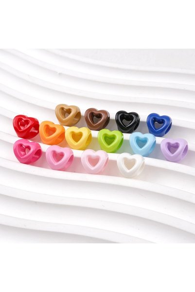 Choice random color-100pcs 30/100pcs Candies Colour Big Hole Heart-shaped Acr...