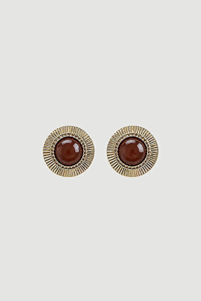 Gusto Stone Detailed Earrings - Gold