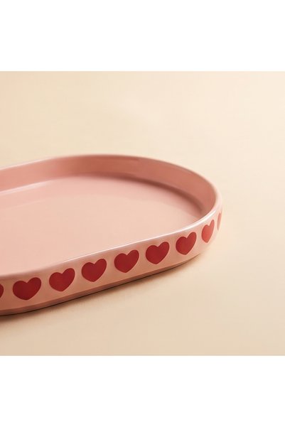 Karaca Sweetheart Kalp Detaylı Kayık Tabak Pembe 12 cm