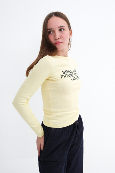 Addax Baskılı Uzun Kollu T-shirt B9063