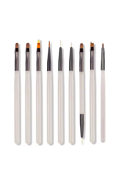 DUTRIEUX Grey 9Pcs Multifunctional Nail Brush Set Acrylic Nail Pens Nail Art ...