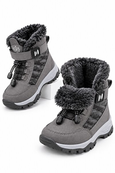 MUGGO PEAK İçi Kürklü Cırtlı ve Bağcıklı Unisex Çocuk Kar Botu