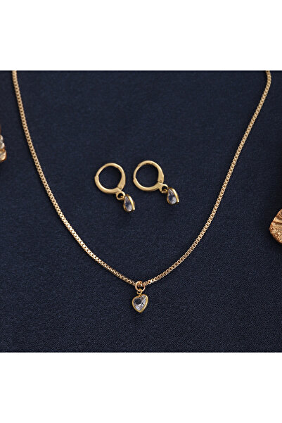 Choice A 3 Pcs Heart Pendant Jewelry Set Of Earring Pendant Necklace For Wome...