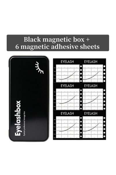 Choice black 7pcs Magnetic Eyelash Extension Storage Box with 6 Lash Tiles Ho...