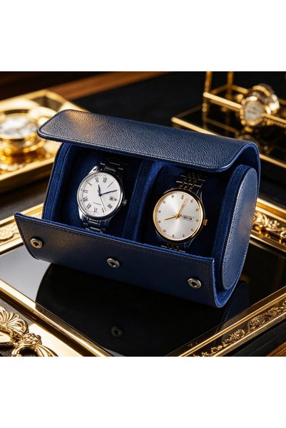 Choice Blue 2 Slots Fashion Leather 1/2/3 Slots Watch Box Travel Portable Sto...