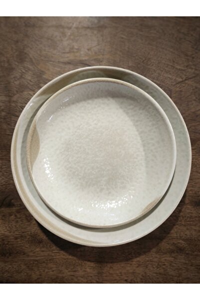 Kütahya Porselen 25 cm and 21 cm 2-Piece Pit Plate Set