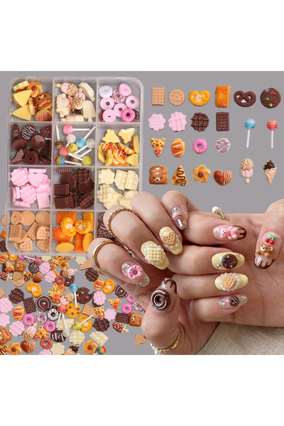 Choice Other WHITE 12Grids Box Sweet Dessert Nail Art Charms 3D Resin Donut C...