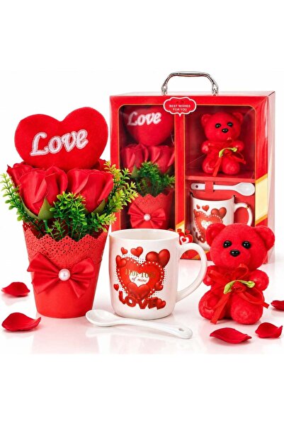 JML Cana Arcopal 7x7.5cm cu Lingura, Ghiveci cu 2 Trandafiri din Sapun 22cm s...