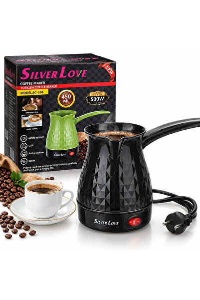 JML Silver Electric Coffee Maker 450ml 500W, 12.5x10x8cm, Electric Ibrik, Var...