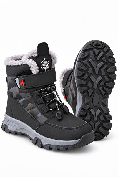 MUGGO PEAK İçi Kürklü Cırtlı ve Bağcıklı Unisex Çocuk Kar Botu