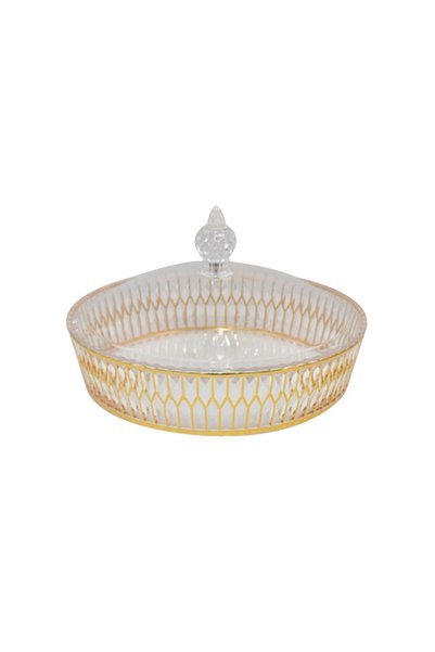 Generic Round transparent gold acrylic serving tray 25 x 25 x 6 cm 6004100