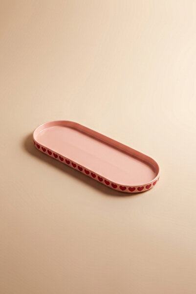 Karaca Sweetheart Kalp Detaylı Kayık Tabak Pembe 12 cm