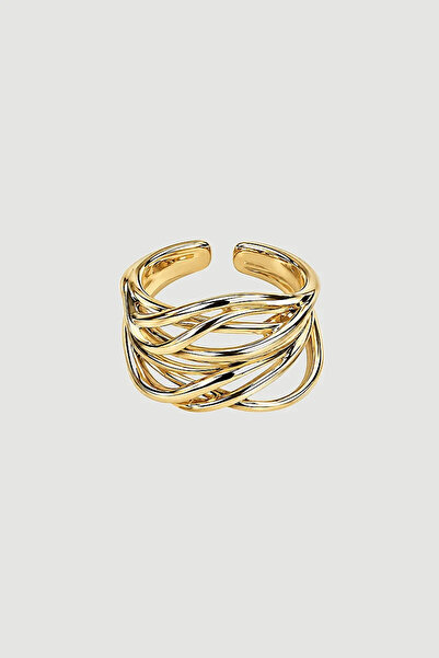 Gusto Thin Striped Multi-Row Ring - Gold
