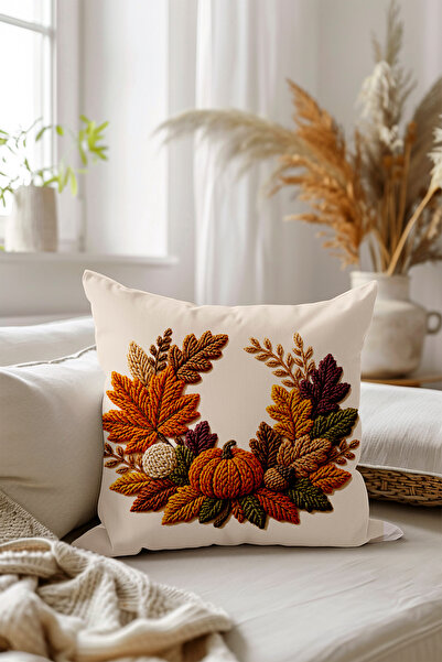 Filamente Çift Taraflı Dijital Baskı Kırlent Kılıfı - Sonbahar / Autumn Seri
