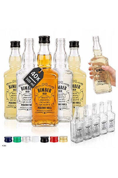 SuperButelki Set 40 Sticle, Daniels, 500 ml, Cu Capac, Pentru Bauturi Alcooli...