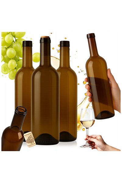 SuperButelki Set 10 Sticle, Bordeaux, 750 ml, Cu Capac, Pentru Bauturi Alcool...