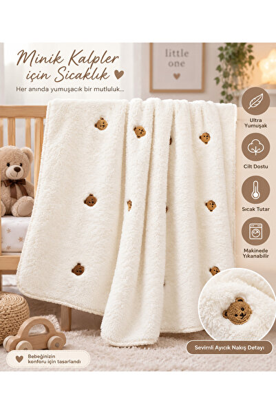 Movamirbaby AYICIK NAKIŞLI WELLSOFT BEBEK BATTANİYESİ 90X100 CM YUMUŞAK DOKULU