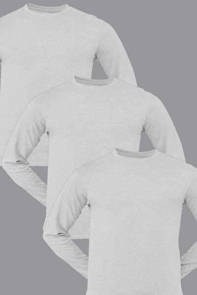 ROCKANDROLL Plain 3 Gray Long Sleeve Men's 3-Pack Eco Package