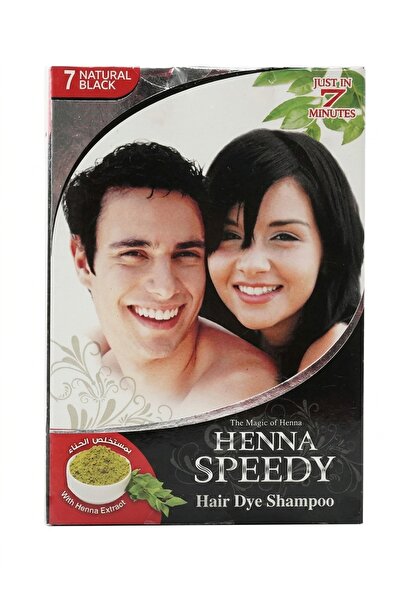 Henna Speedy Hair Dye Shampoo 7, Natural Black for Men & Women- 30ml