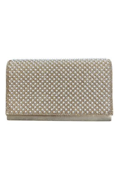 Generic Brand Geanta plic aurie de seara eleganta cu perle albe
