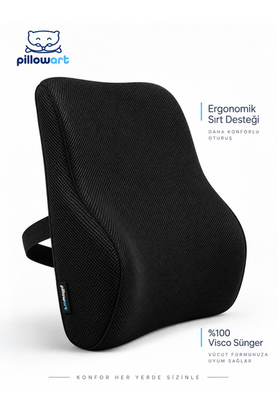 PİLLOWART %100 Visco Ortopedik Bel ve Sırt Destek Minderi – Ergonomik Bel Yas...