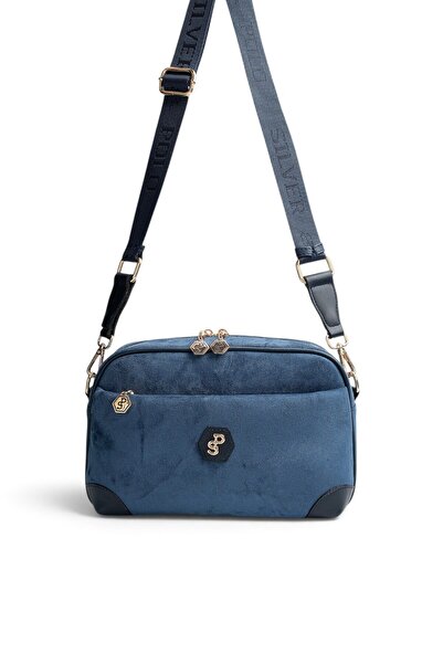 Silver Polo Navy Blue - Navy Blue Suede Women's Crossbody Bag Sp1094